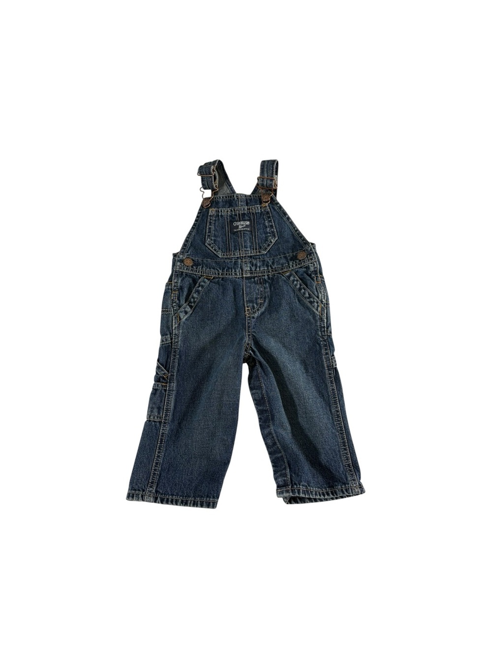 OshKosh B’gosh Denim Overalls 12M Carpenter Vintage Kids Blue Jeans